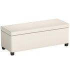 HOMCOM - Banc ottoman de rangement 44 po avec couvercle et pieds - beige-Le design élégant en velours côtelé met en valeur votre décoration 