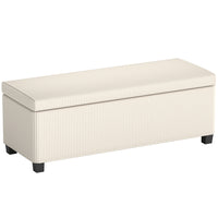 HOMCOM - Banc ottoman de rangement 44 po avec couvercle et pieds - beige-Le design élégant en velours côtelé met en valeur votre décoration 