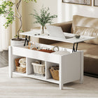 HOMCOM - Table basse relevable avec rangement - blanc-Trois étagères ouvertes en forme de cube offrent un espace supplémentaire pour le rangement et l’exposition