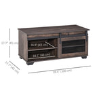 HOMCOM - Table basse style ferme avec porte de grange coulissante - brun foncé-Comprend 4 compartiments pour différents besoins de rangement