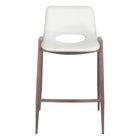 Zuo - Desi Tabouret de comptoir - Blanc/Noyer - Ensemble de 2-Tissu en faux cuir doux et durable