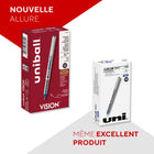 uni-ball – Stylos à bille roulante Vision – 0,7 mm – bleu – paquet de 12  -Couleur et construction du corps : Gris
