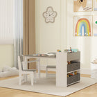 Qaba - Ensemble table et chaises pour enfants avec rouleau de papier - Gris-Comprend une table et deux chaises, adaptées à diverses activités 