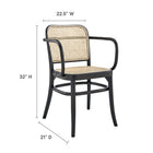 Modway - Winona Chaise à manger Ensemble de 2 - Noir-Siège en canne en rotin tressé