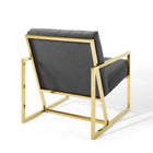 Modway - Inspire Chenal Touffé Performance Velvet Fauteuil - Charbon de bois-Aucune assemblée requise