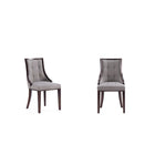 Manhattan Comfort - Lot de 2 chaises de salle à manger traditionnelles Fifth Avenue 47 cm, revêtement similicuir gris-Chaise de salle à manger traditionnelle pour usage en salle à manger lot de 2