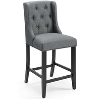 Modway - Baronet Bouton à touffe Tissu rembourré Tabouret de comptoir - Gris-Tabouret de comptoir à boutons touffés