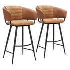 Zuo - Juno Tabouret de bar - Brun - Ensemble de 2-Support pour les bras