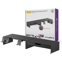 IntekView - Support de moniteur extensible avec accessoires intégrés-Ergonomie améliorée: Surélève l’écran à hauteur des yeux pour un meilleur confort visuel et une posture plus naturelle