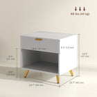 HOMCOM - Table de nuit avec panneau cannelé - blanc-Structure robuste en panneau de particules et MDF avec surface en mélamine facile à nettoyer 