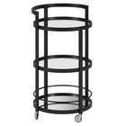Hudson&Canal - Chariot de bar rond Hause 21" de largeur - Bronze noirci-Un design contemporain moderne pour votre cuisine, votre bureau, votre espace de divertissement et plus encore