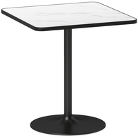HOMCOM - Table à manger ronde avec plateau effet marbre et base ronde pour 4 personnes - blanc-Peut accueillir confortablement quatre personnes, idéal pour les cuisines et les salles à manger 