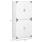 HOMCOM - Armoire de rangement style rustique avec 4 étagères - blanc-Équipé d’une sangle anti-basculement et peut être fixé au mur 