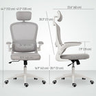HOMCOM - Chaise de bureau ergonomique avec support lombaire et accoudoirs relevables - gris-Le dossier en maille respirante et l’assise en mousse haute densité garantissent une utilisation fraîche et confortable toute la journée 