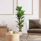 HOMCOM - Arbre artificiel de figuier lyre 4 pi pour décoration intérieure - vert-Profitez d'une beauté toujours verte toute l'année sans aucun entretien ni arrosage nécessaire 