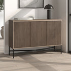 Hudson&Canal - Buffet Brighton 48" L - Chêne gris vieilli-Construit en acier robuste, en bois d'ingénierie de haute qualité et en PVC dans une finition en chêne gris vieilli fabriquée à la main