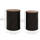 HOMCOM - Tables gigognes - noir-Style industriel avec une couleur bicolore et un motif de lignes embossées qui s'adapte facilement au style de la maison 