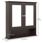 Kleankin - Armoire à pharmacie murale avec miroir - espresso-Armoire à deux portes et étagère inférieure pour ranger et exposer les essentiels du quotidien 