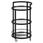 Hudson&Canal - Chariot de bar rond Hause 21" de largeur - Bronze noirci-Le dessus a une capacité de poids de 25 lb, l'étagère peut supporter 20 lb