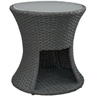 Modway - Sojourn Manche Terrasse extérieure Table d’appoint - Chocolat-Tissage rond en rotin synthétique