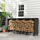 Outsunny - Porte-bûches 8 pi avec housse- support de rangement pour bois- noir-Housse en tissu Oxford 600D protège le bois des intempéries 
