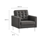 Modway - Loft Touffe Cuir végane Fauteuil - Gris argenté-Rembourrage en cuir végane