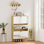 HOMCOM - Armoire à chaussures étroite avec 3 tiroirs basculants - blanc-Les poignées encastrées permettent un accès facile aux chaussures 
