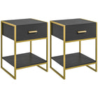 HOMCOM - Table de nuit avec tiroir et étagère - noir - lot de 2-Ensemble de deux pièces apporte de la symétrie et un style épuré à votre pièce 