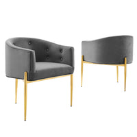 Modway - Savour Touffe Performance Velvet Chaises d’accent Ensemble de 2 - Gris-Chaises d’accent touffées - Ensemble de 2