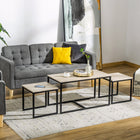 HOMCOM - Table basse gigogne pour salon - bois naturel - Paquet de 3-Le MDF laminé est résistant à l'eau et à l'usure