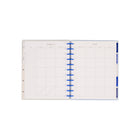The Happy Planner - Planificateur daté grand format 2026–2027 à reliure à disques - 11-1/2 po x 10-1/4 po - Bleus champêtres-Propose d’élégantes couvertures et des intercalaires mensuels à onglets aux motifs d’inspiration cottage chaleureux dans de douces teintes de bleu