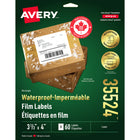 Avery - 35524 Étiquettes imperméables, 3⅓" x 4", adhésif permanent, pour imprimantes laser, blanc, Paquet de 60-Peuvent être immergées dans l’eau sans tomber en morceaux