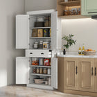 HOMCOM - Armoire de cuisine haute avec tiroir - blanc-Son grand tiroir et sa conception à 6 niveaux offrent un espace de rangement généreux 