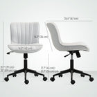 HOMCOM - Chaise d’ordinateur pivotante à 360-degrés sans accoudoirs - blanc crème-Hauteur réglable de 17,7 po-21,7 po (45-55 cm) avec vérin à gaz de classe 3 fiable