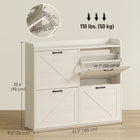 HOMCOM - Armoire à chaussures mince avec 4 tiroirs rabattables - chêne blanc-Plateau supérieur entouré pour les clés, portefeuilles ou objets décoratifs 