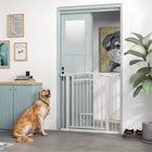 PawHut - Porte pour Chien avec Porte pour Chat et 2 Kits d'Extension - 30"-41" L x 38" H-Options d'installation par pression ou perçage