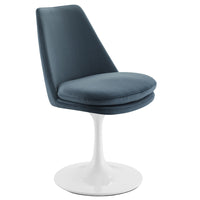 Modway - Lippa Salle à manger pivotante Performance Velvet Fauteuil d’appoint - Blanc Cadet Bleu-Sellerie en velours Performance résistante aux taches