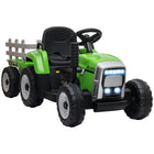 Aosom - Tracteur à pédales 12v pour enfants avec remorque, son de démarrage musical - vert-Remorque arrière détachable pour placer des jouets 