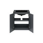 Modway - Bryn Support mural de 24" Vanette de salle de bain - Gris Noir-Trous de robinet centraux 8"