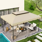 Outsunny - auvent de remplacement pour gazebo 13 pi L x 10 pi l, seulement la partie supérieure, beige-Le toit à 2 niveaux est plus esthétique et favorise la circulation de l'air ainsi que la résistance au vent
