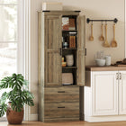 HOMCOM - Armoire de cuisine haute 67 po avec étagères réglables - brun café-Deux étagères réglables à 3 niveaux offrent un rangement personnalisable 