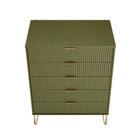 Manhattan Comfort - Dumbo commode moderne et commode haute 5 tiroirs - vert olive - ensemble de 2-10
