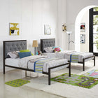 Modway - Mia Tissu Lit simple, Brun Gris-Assemblée requise