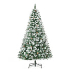 HOMCOM - Sapin de Noël artificiel non illuminé - floqué et articulé 1 - 8m-Design trempé dans la neige, les extrémités sont peintes en blanc, ajoutant une atmosphère floquée 