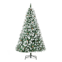 HOMCOM - Sapin de Noël artificiel non illuminé - floqué et articulé 1 - 8m-Design trempé dans la neige, les extrémités sont peintes en blanc, ajoutant une atmosphère floquée 