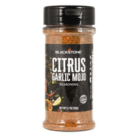 Blackstone - Assaisonnement mojo aux agrumes et à l’ail-Sel de la vallée de l’Hudson, sucre, régulateur d’acidité (acide citrique), piment chili, paprika, ail séché, épices, graines d’achiote, au plus 2 % d’huile d’agrumes