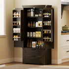 HOMCOM - Armoire de cuisine garde-manger 64 po avec portes et tiroirs - brun-Huit étagères de porte exploitent au maximum l’espace de l’armoire pour organiser vos épices avec un accès facile 