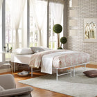 Modway - Horizon Acier inoxydable Cadre de lit complet, Blanc-Espace de rangement généreux de 14"