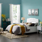 Modway - Amelia Tissu rembourré Lit King, Blanc-Tissu polyester doux pour tissu