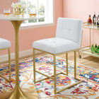 Modway - Privy Acier inoxydable doré Tissu rembourré Tabouret de comptoir - Or Blanc-Tissu polyester doux pour tissu
